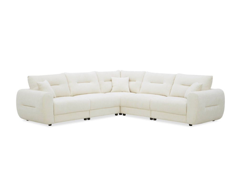 Canapé d'angle en velours chiné beige BALIANE