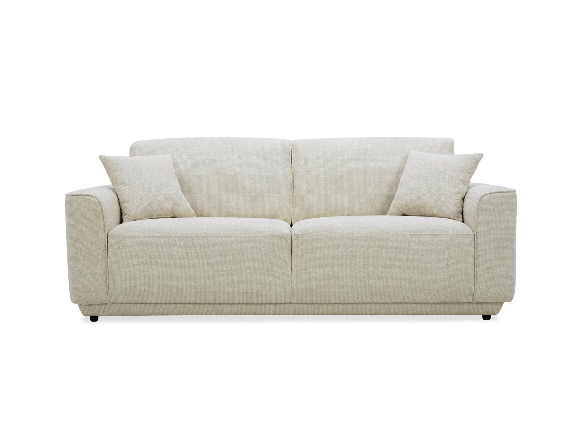 Canapé 3 places en velours chiné beige CARLOTA