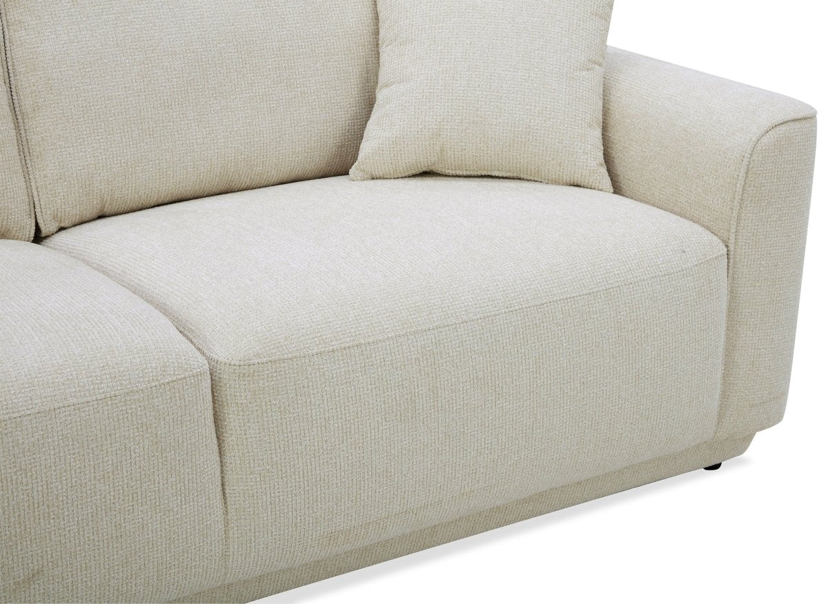 Canapé 3 places en velours chiné beige CARLOTA