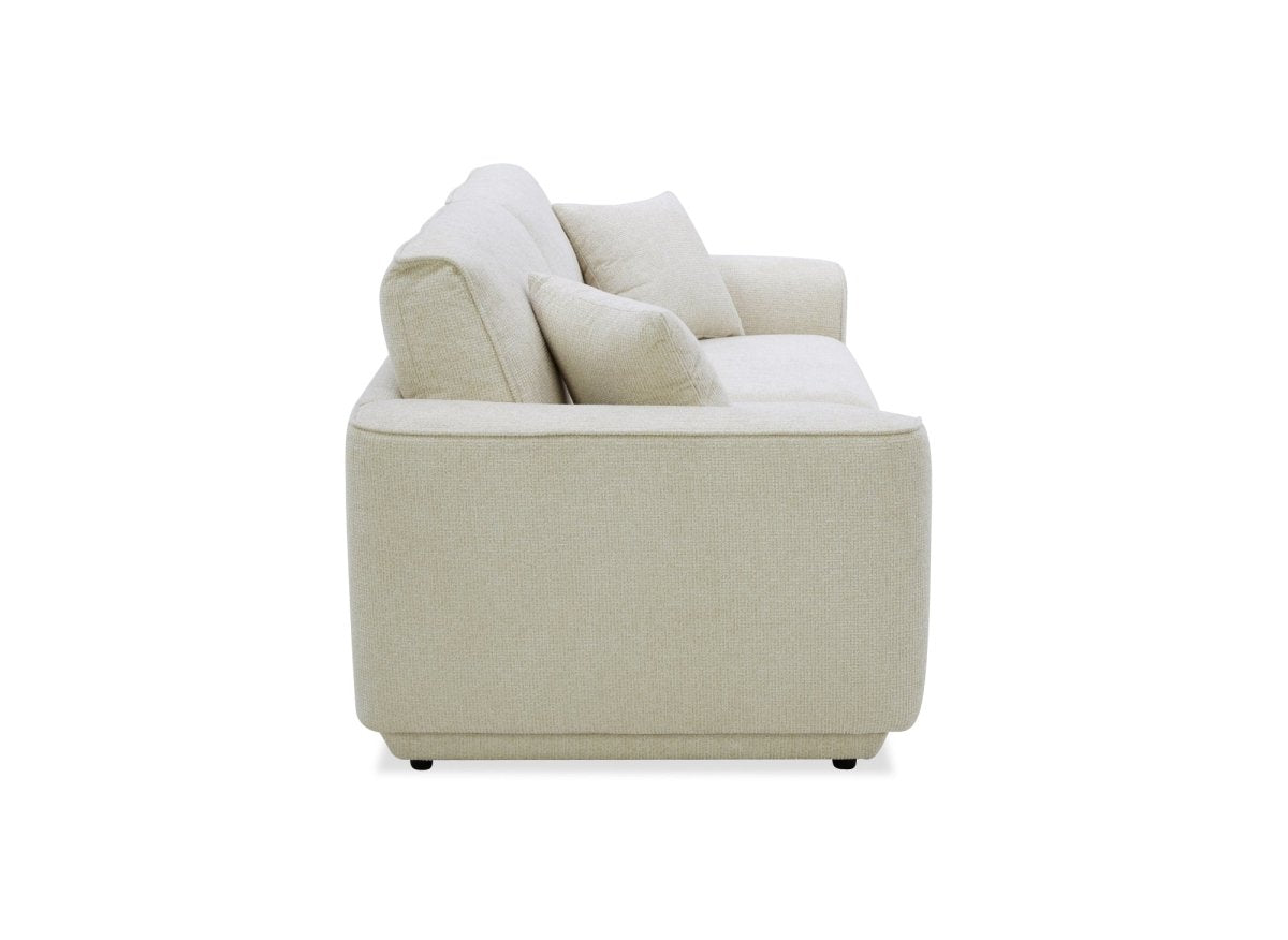 Canapé 3 places en velours chiné beige CARLOTA