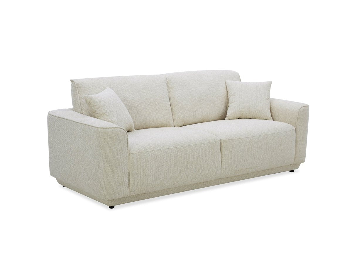 Canapé 3 places en velours chiné beige CARLOTA
