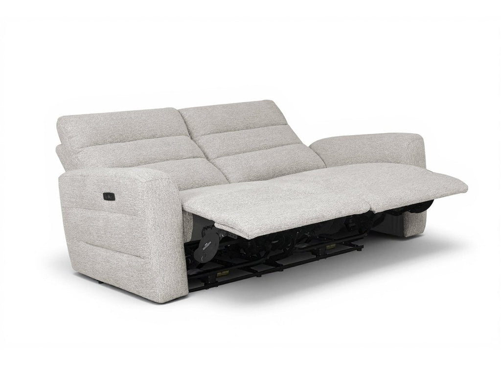 Canapé 3 places relax électrique en tissu bouclette beige DAVY