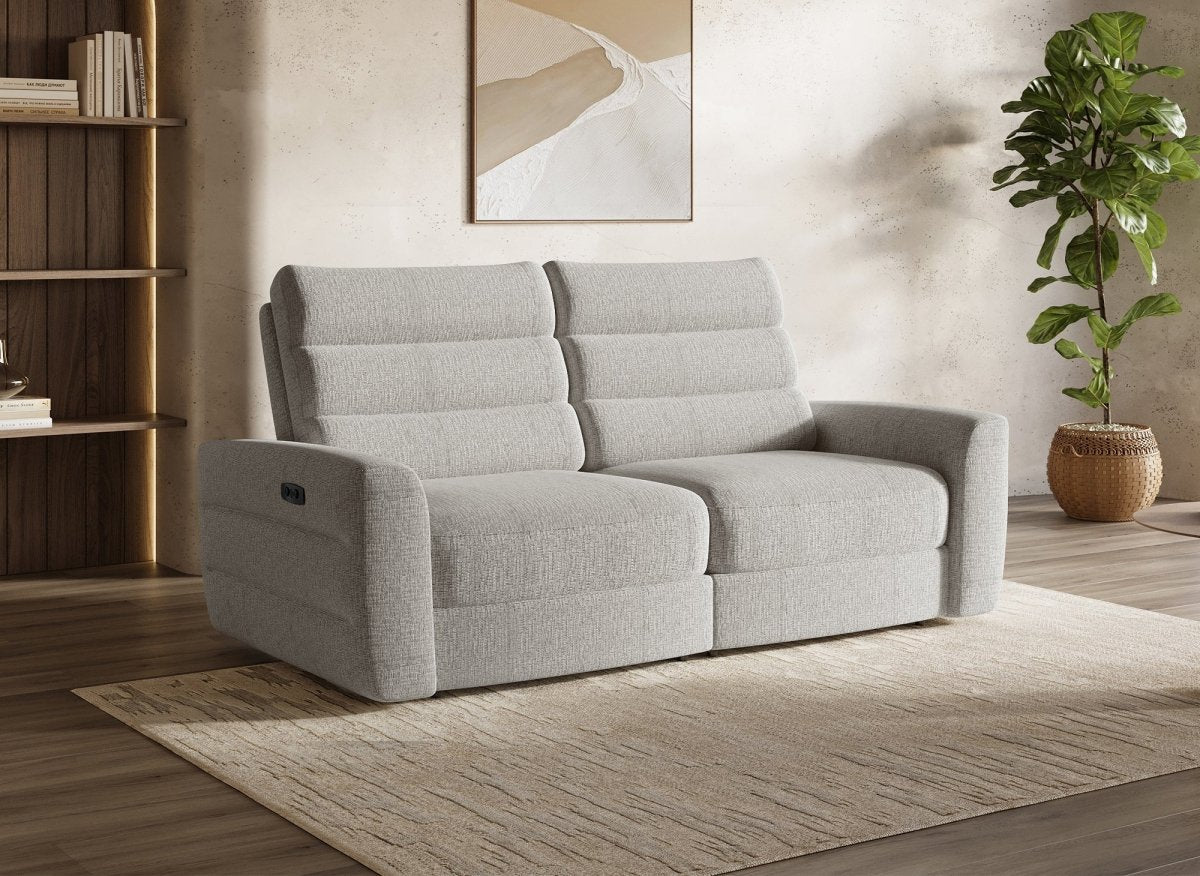 Canapé 3 places relax électrique en tissu bouclette beige DAVY