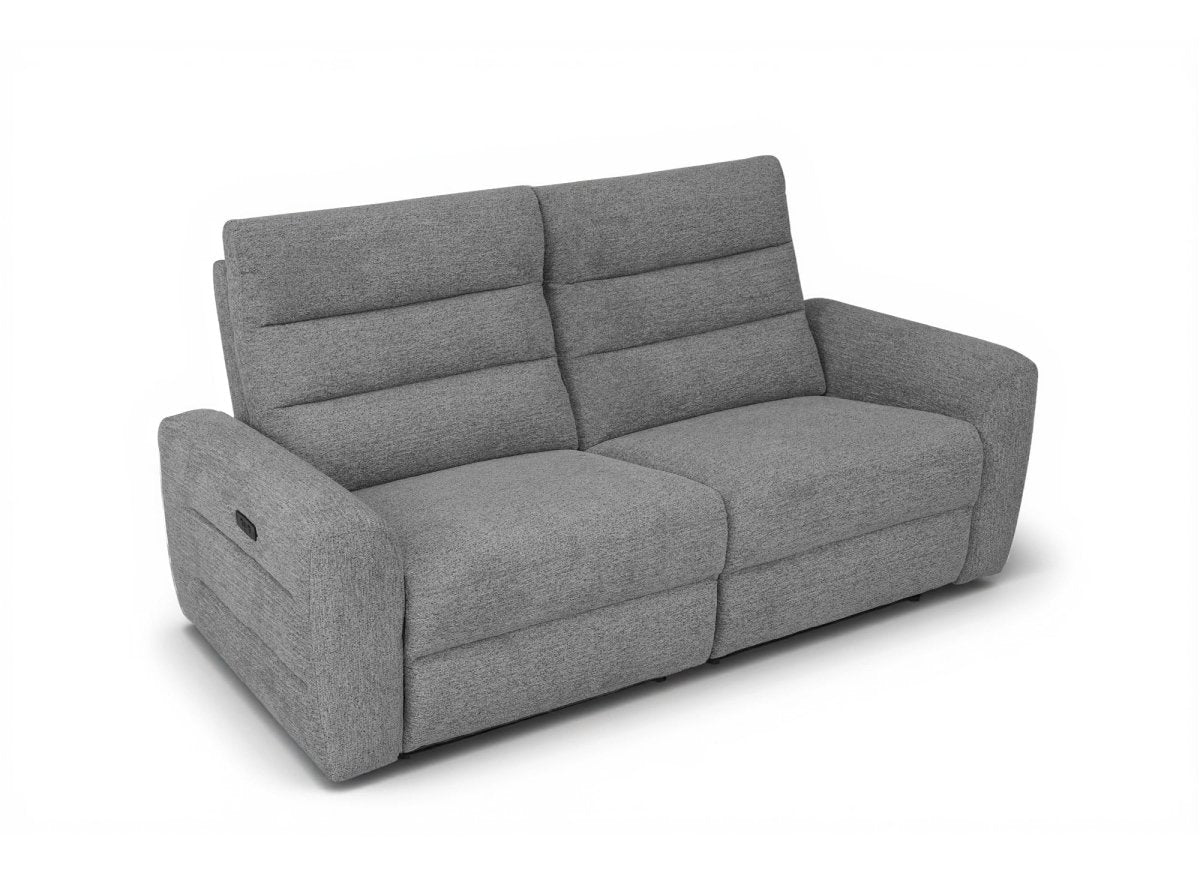 Canapé 3 places relax électrique en tissu bouclette gris DAVY