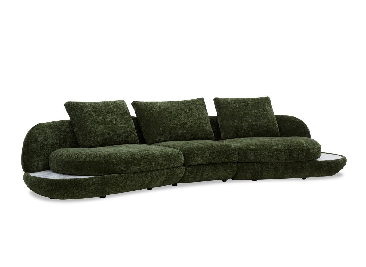 Canapé 4 places en velours tissé vert olive DARIUS