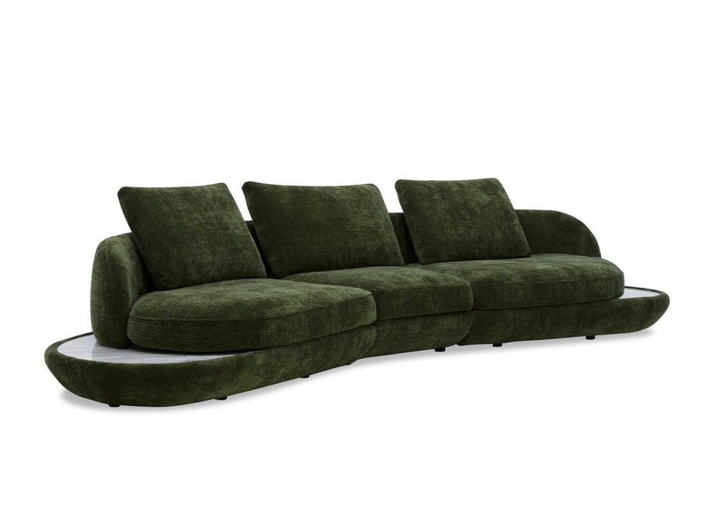 Canapé 4 places en velours tissé vert olive DARIUS