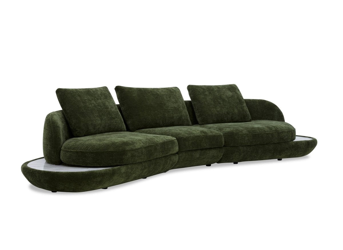 Canapé 4 places en velours tissé vert olive DARIUS
