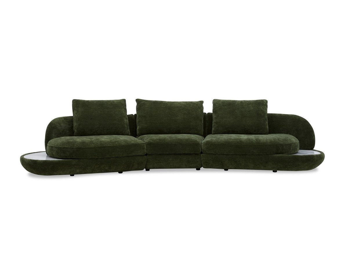 Canapé 4 places en velours tissé vert olive DARIUS