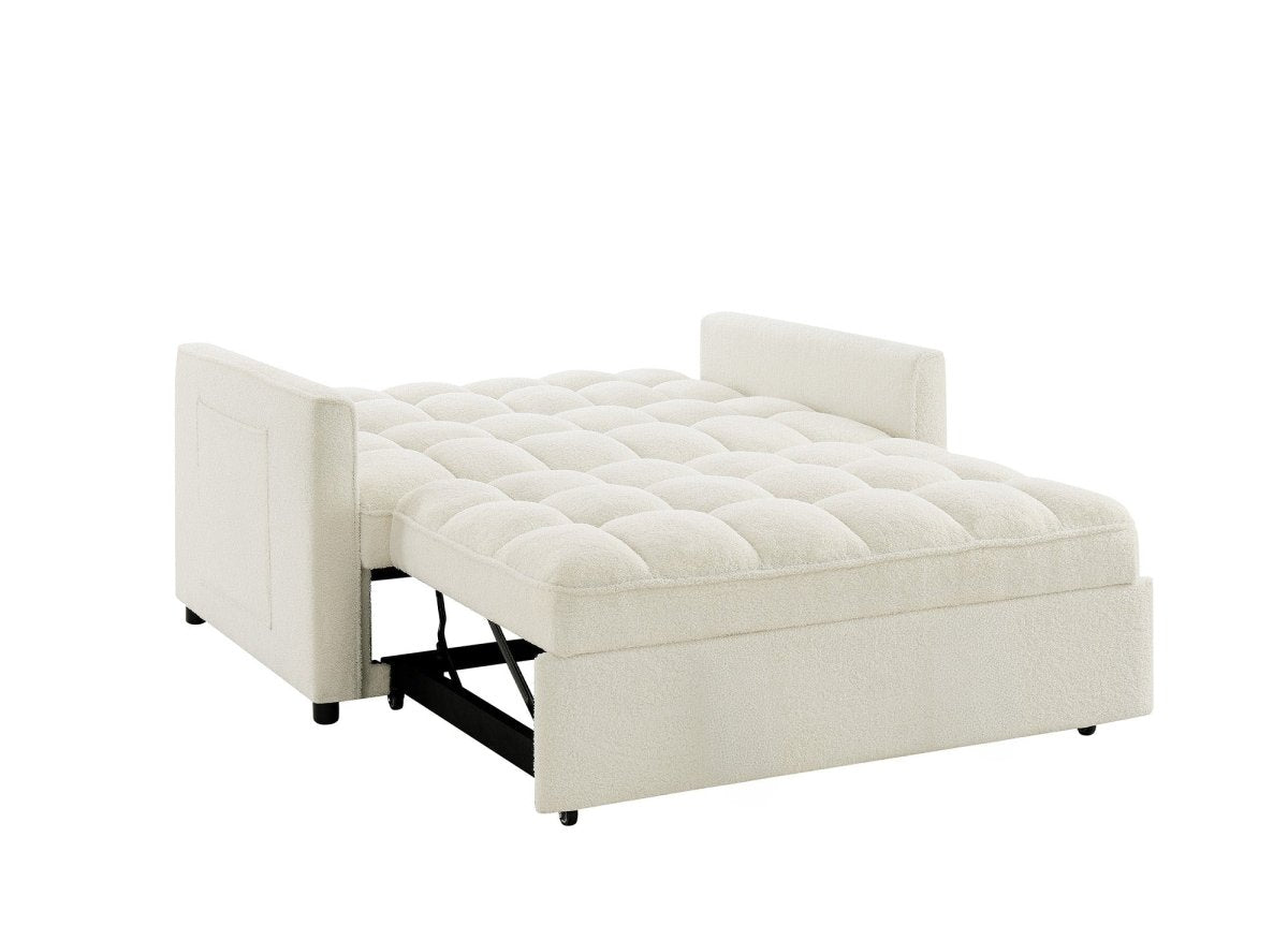 Canapé convertible 2 places en tissu bouclette écru JASPER