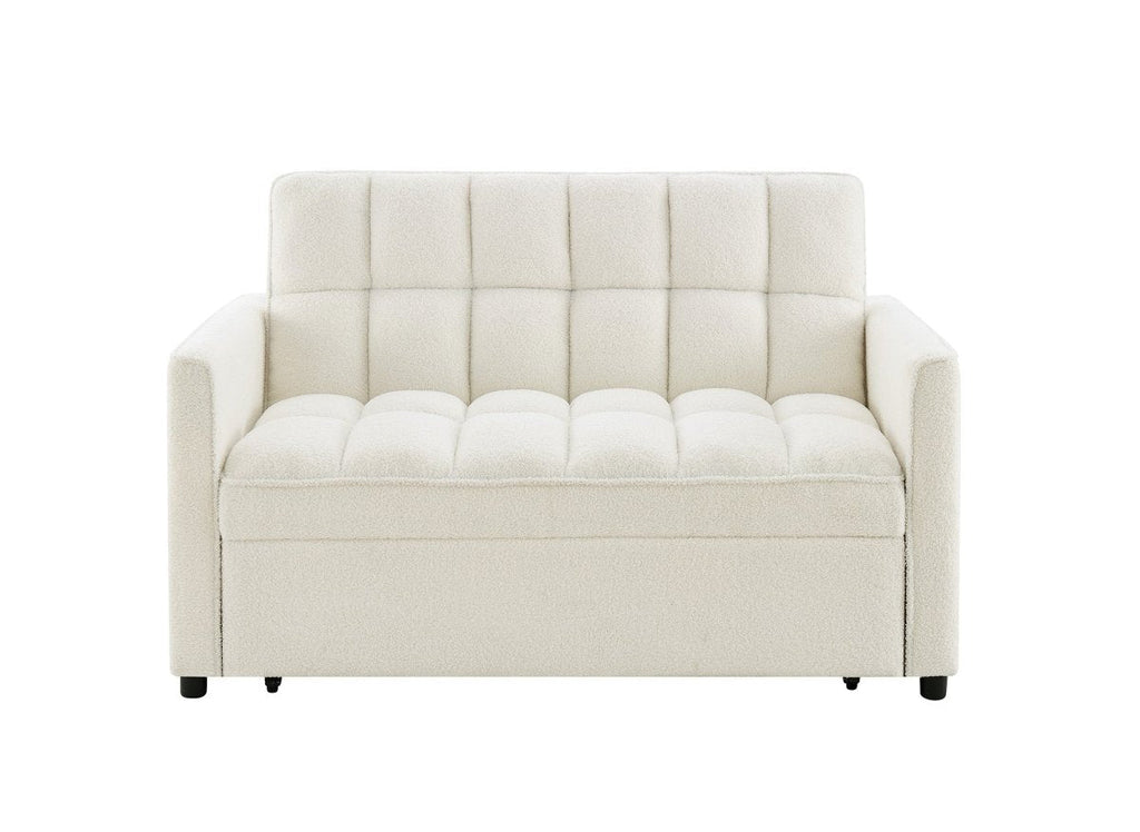 Canapé convertible 2 places en tissu bouclette écru JASPER