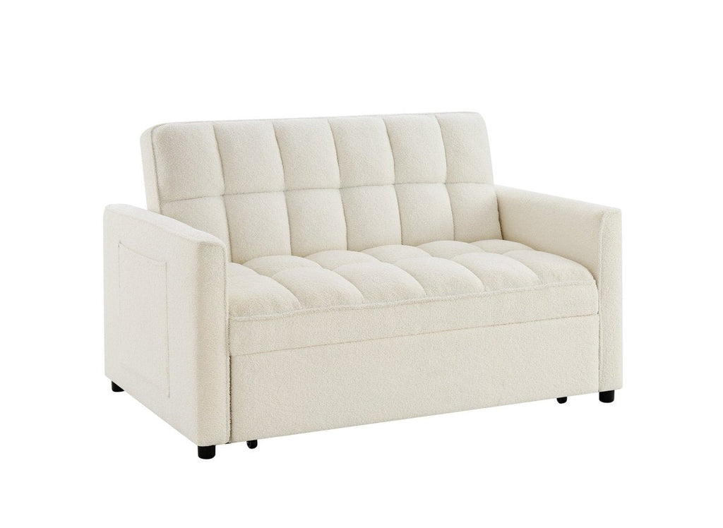 Canapé convertible 2 places en tissu bouclette écru JASPER