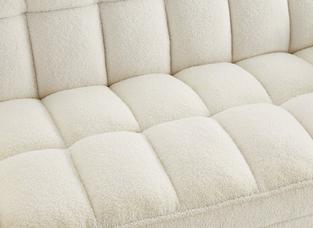 Canapé convertible 2 places en tissu bouclette écru JASPER
