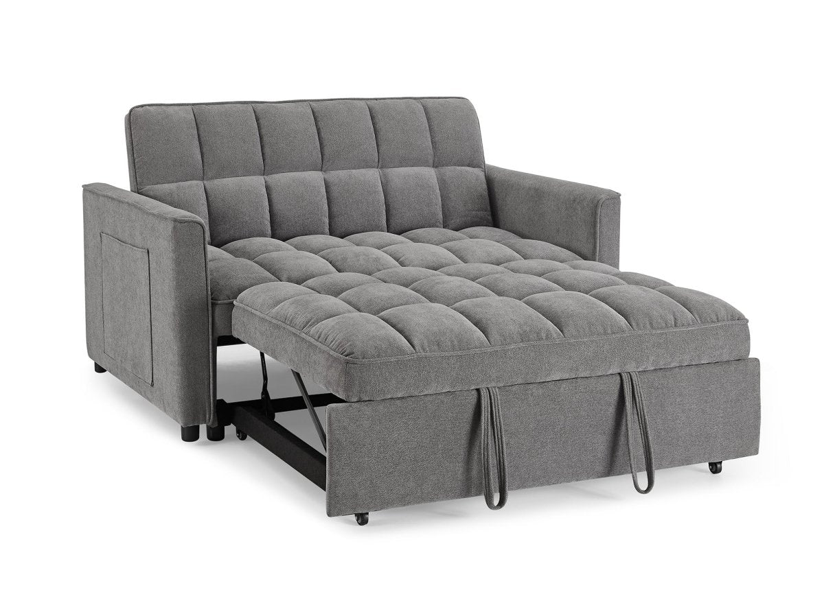 Canapé convertible 2 places en velours texturé gris JASPER