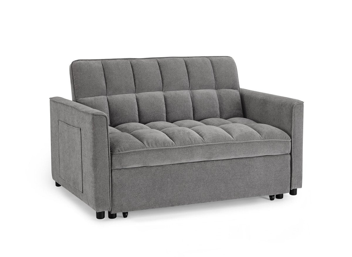 Canapé convertible 2 places en velours texturé gris JASPER