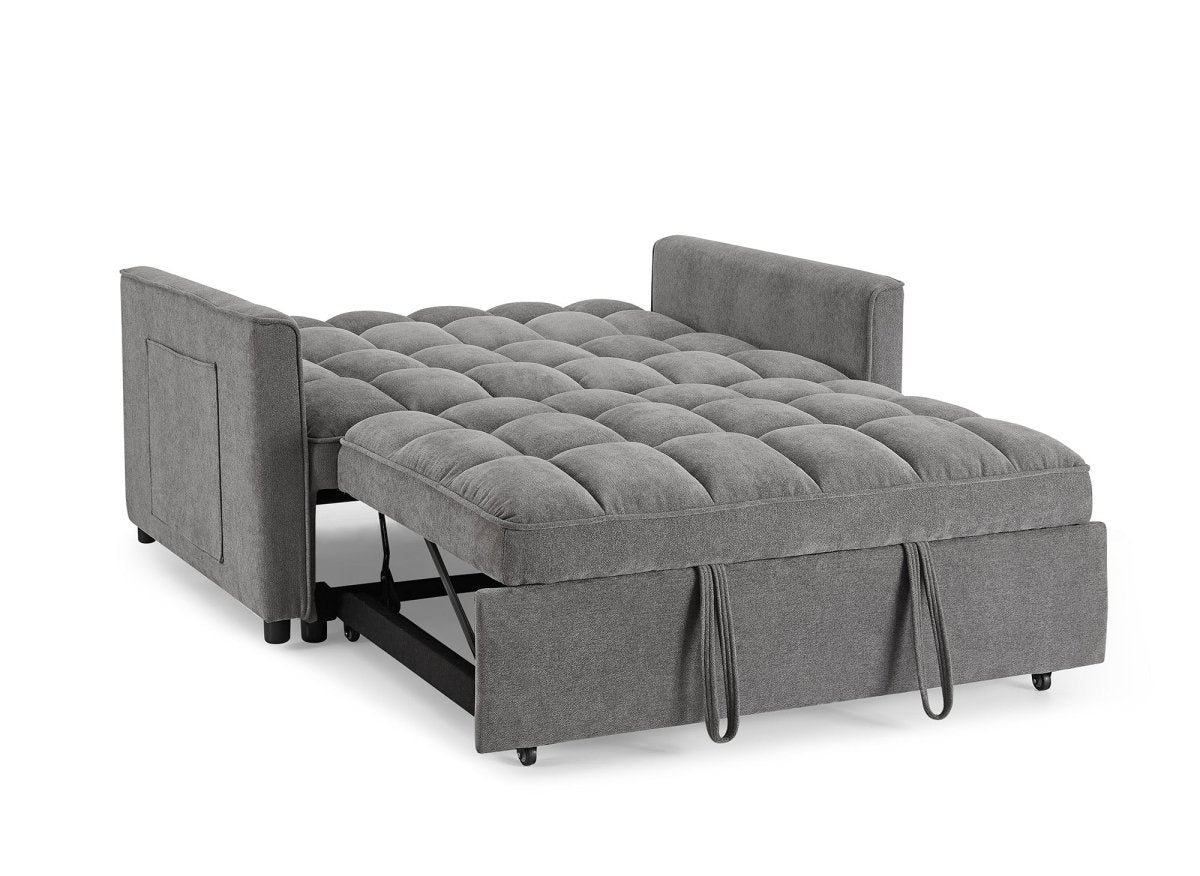 Canapé convertible 2 places en velours texturé gris JASPER