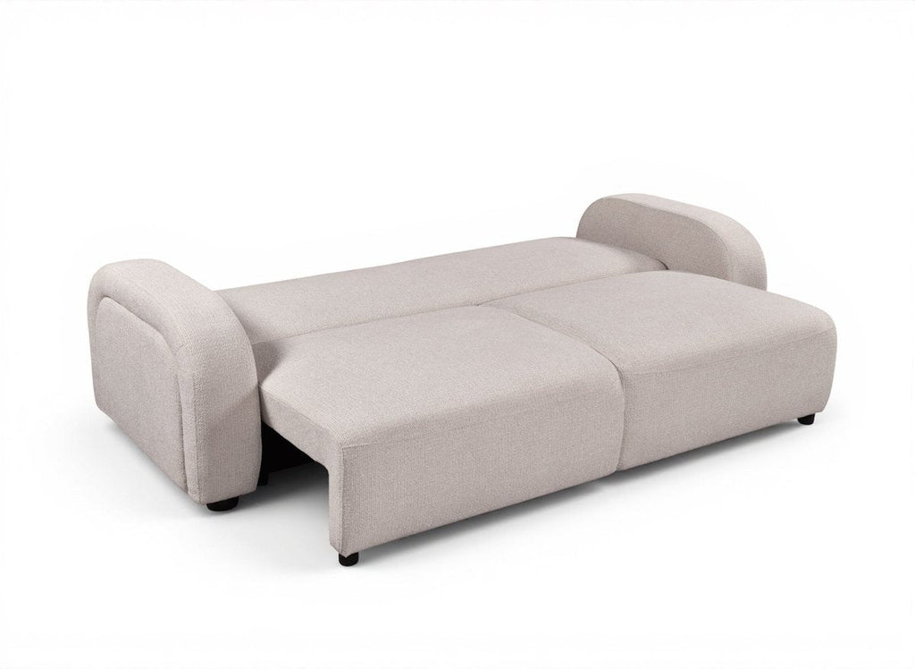 Canapé convertible 3 places en tissu texturé beige MAYORA