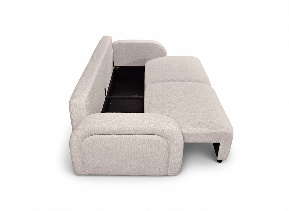 Canapé convertible 3 places en tissu texturé beige MAYORA