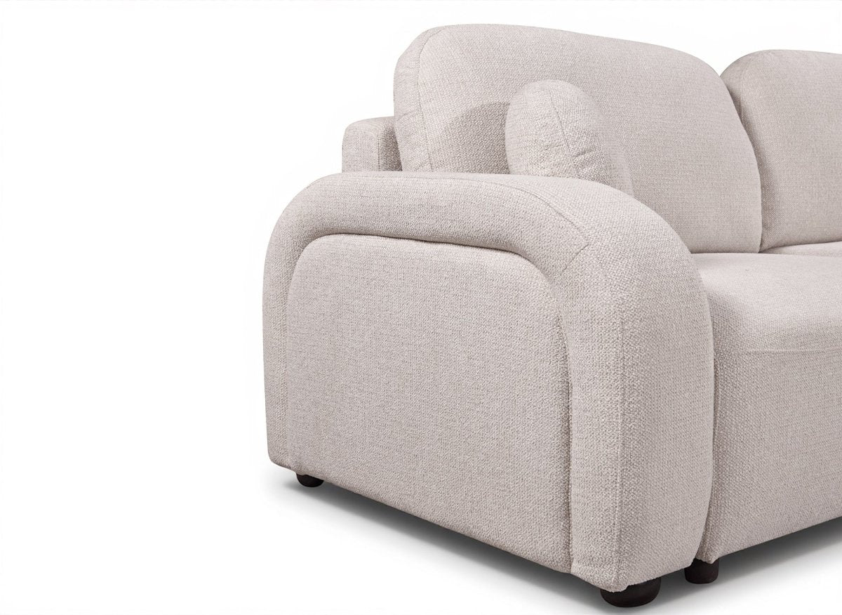Canapé convertible 3 places en tissu texturé beige MAYORA