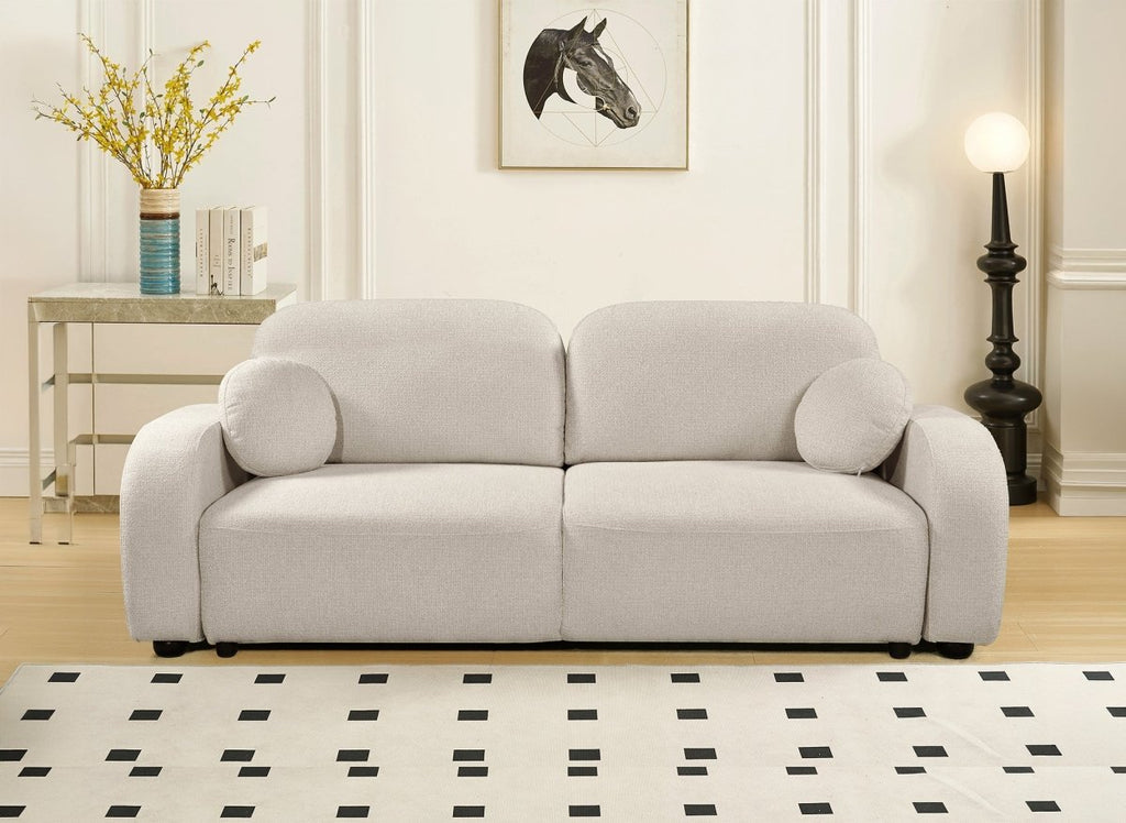 Canapé convertible 3 places en tissu texturé beige MAYORA
