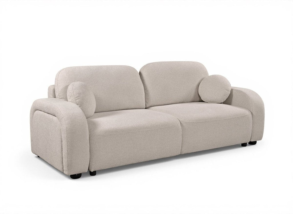 Canapé convertible 3 places en tissu texturé beige MAYORA