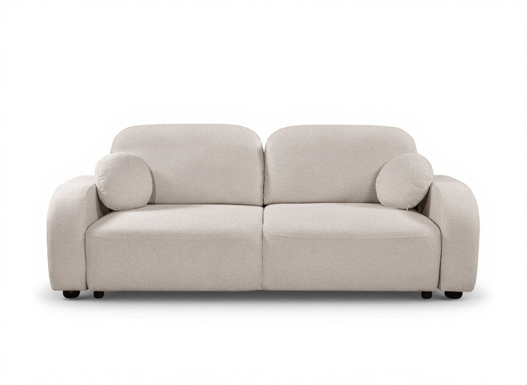 Canapé convertible 3 places en tissu texturé beige MAYORA