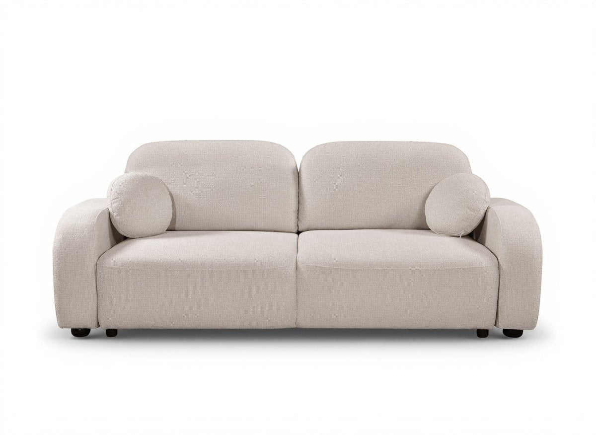 Canapé convertible 3 places en tissu texturé beige MAYORA