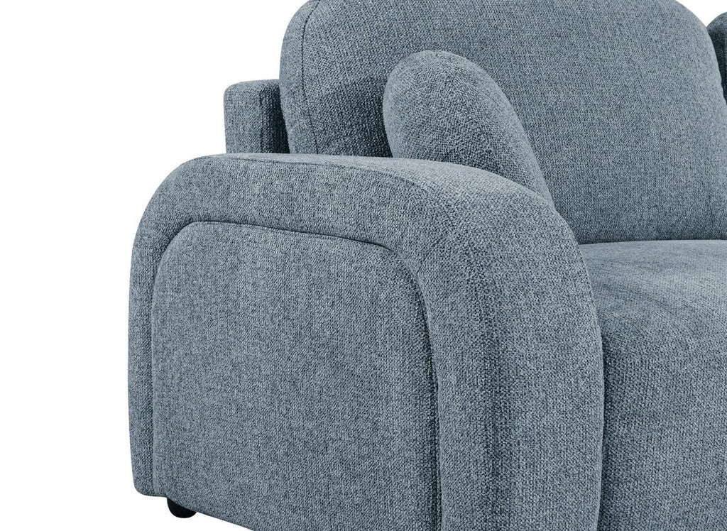 Canapé convertible 3 places en tissu texturé bleu MAYORA