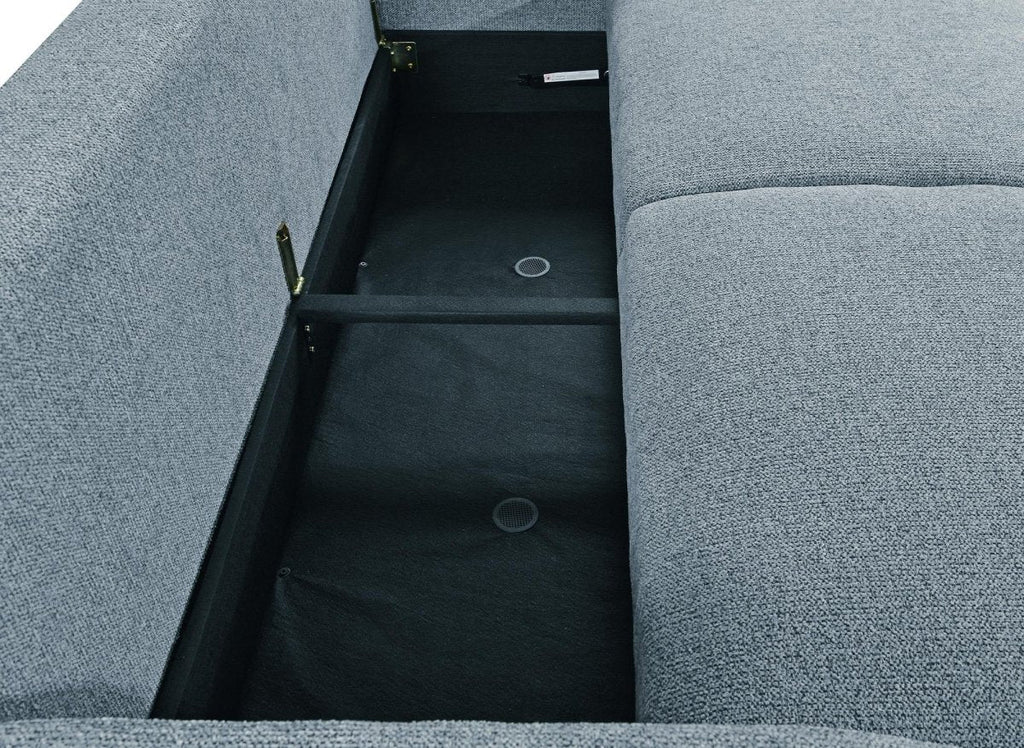 Canapé convertible 3 places en tissu texturé bleu MAYORA