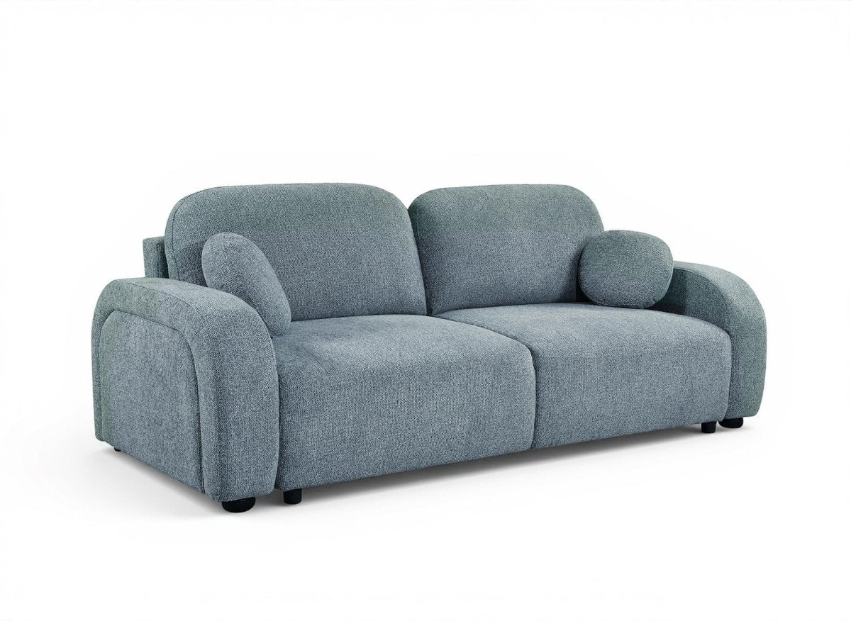 Canapé convertible 3 places en tissu texturé bleu MAYORA