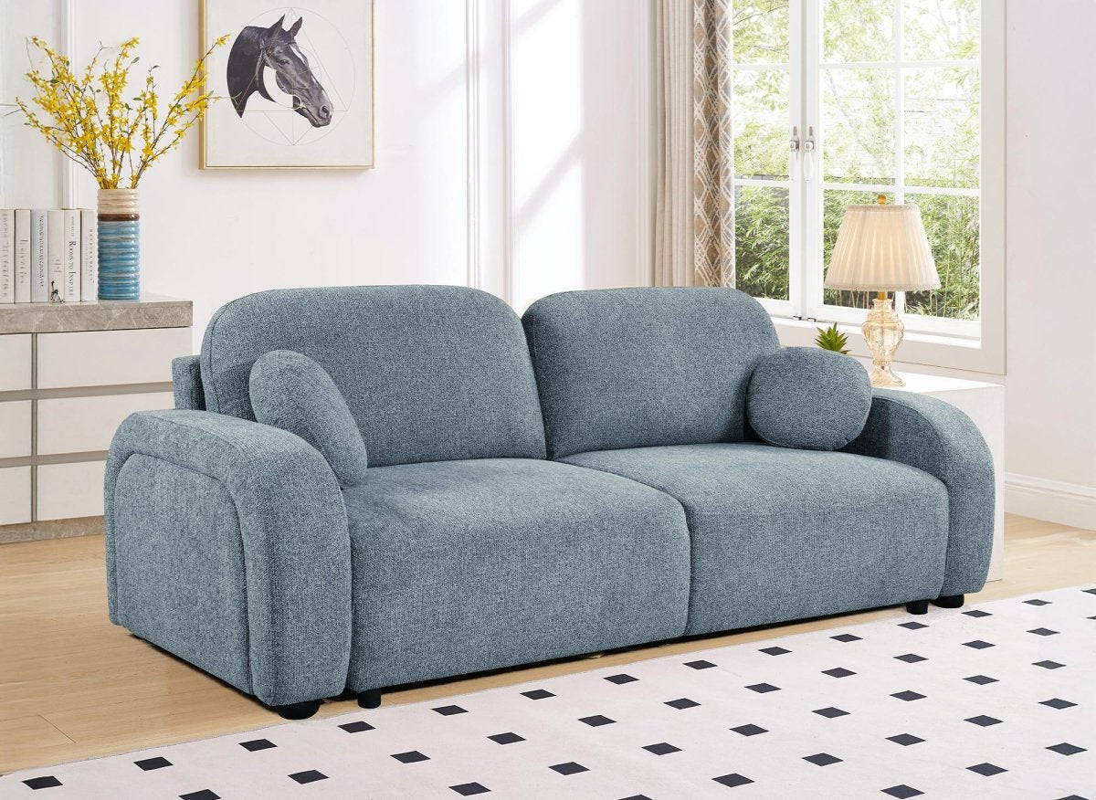 Canapé convertible 3 places en tissu texturé bleu MAYORA