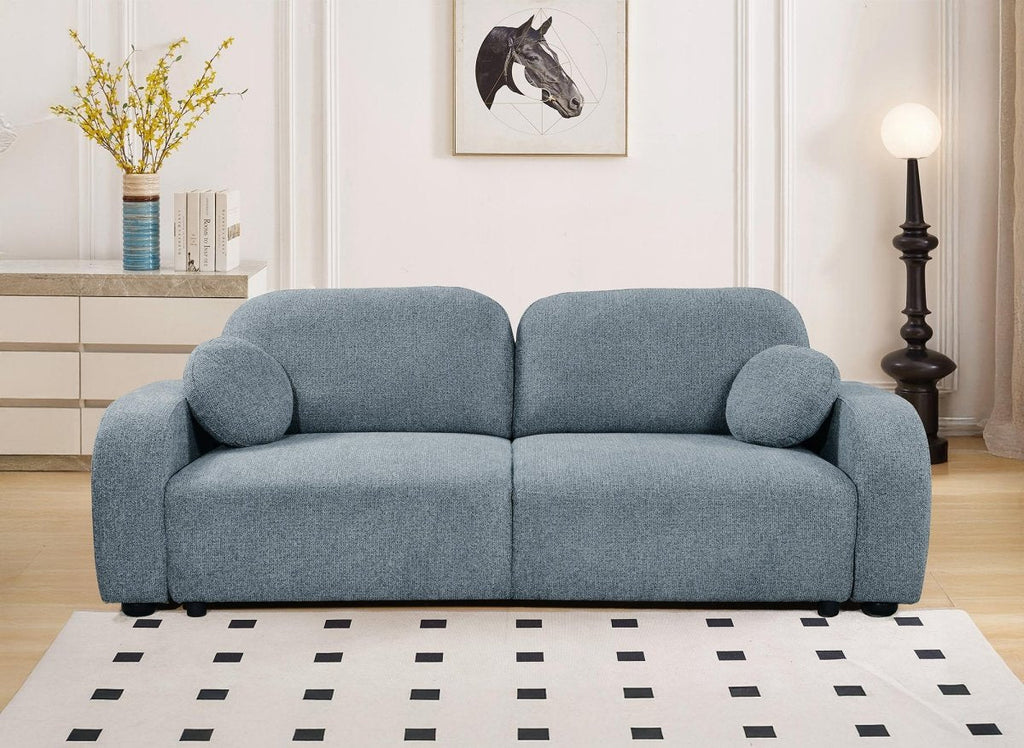 Canapé convertible 3 places en tissu texturé bleu MAYORA