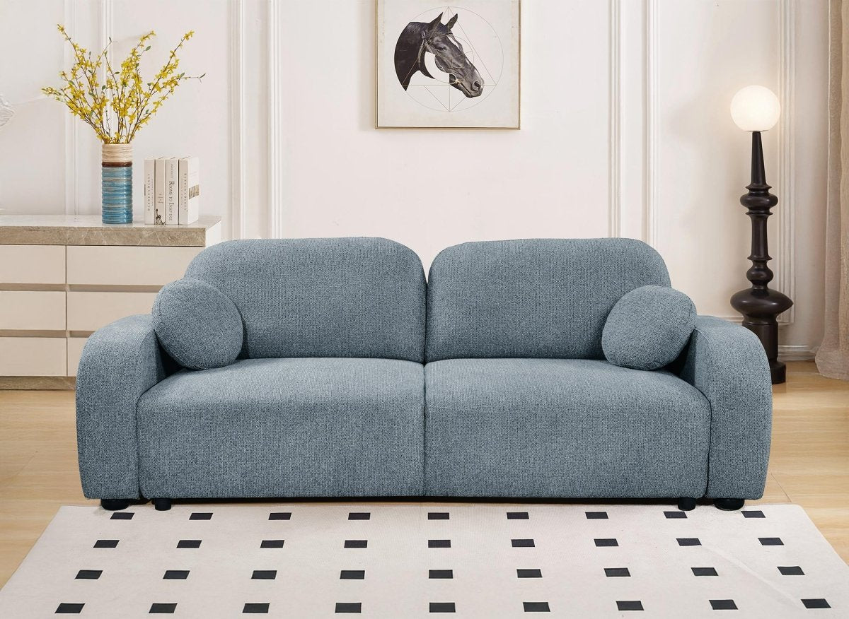 Canapé convertible 3 places en tissu texturé bleu MAYORA