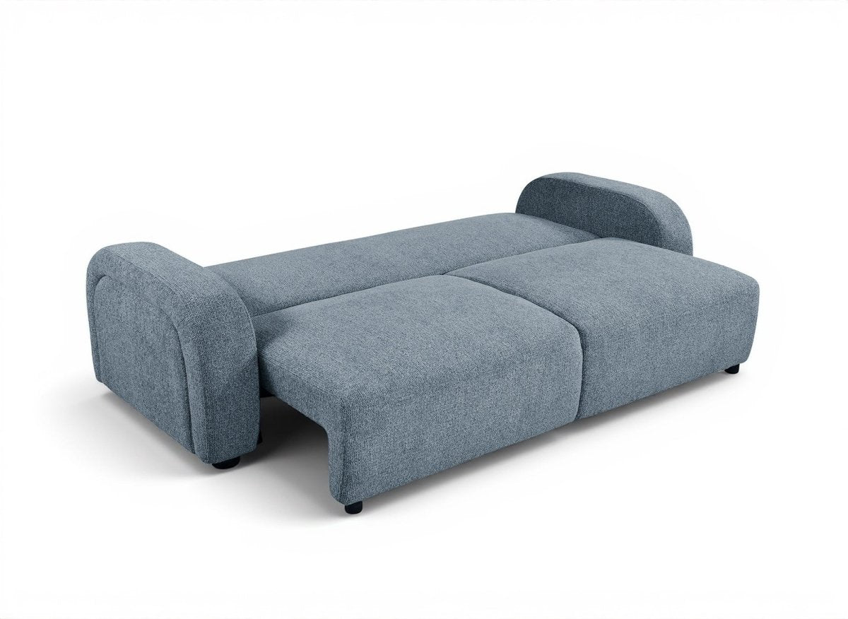 Canapé convertible 3 places en tissu texturé bleu MAYORA