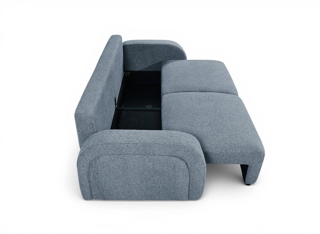 Canapé convertible 3 places en tissu texturé bleu MAYORA