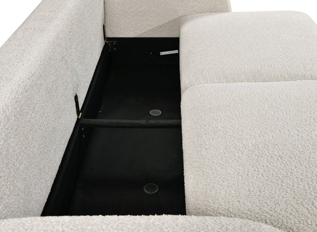 Canapé convertible 3 places en tissu bouclette écru MAYORA