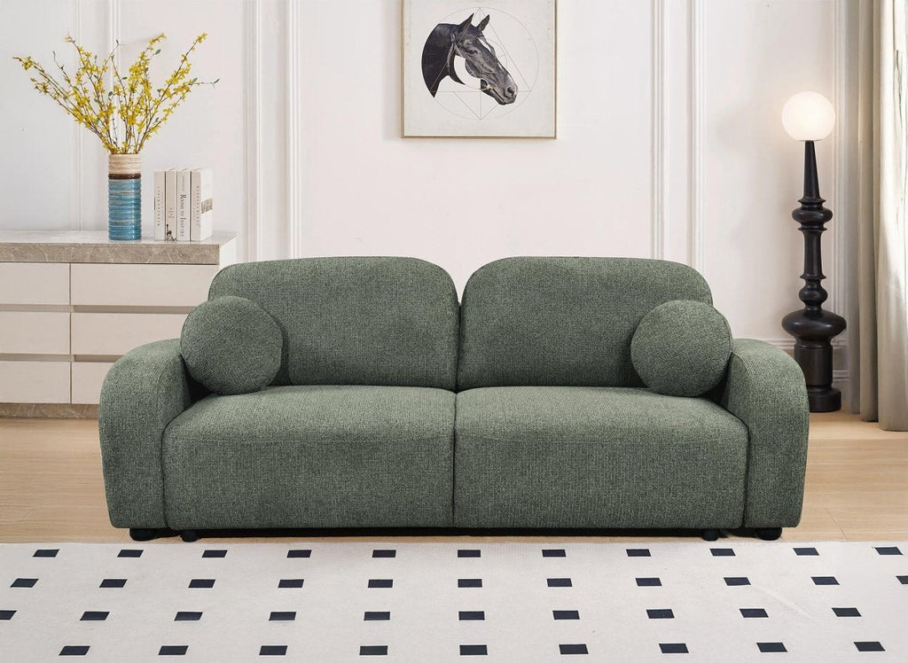 Canapé convertible 3 places en tissu texturé vert MAYORA