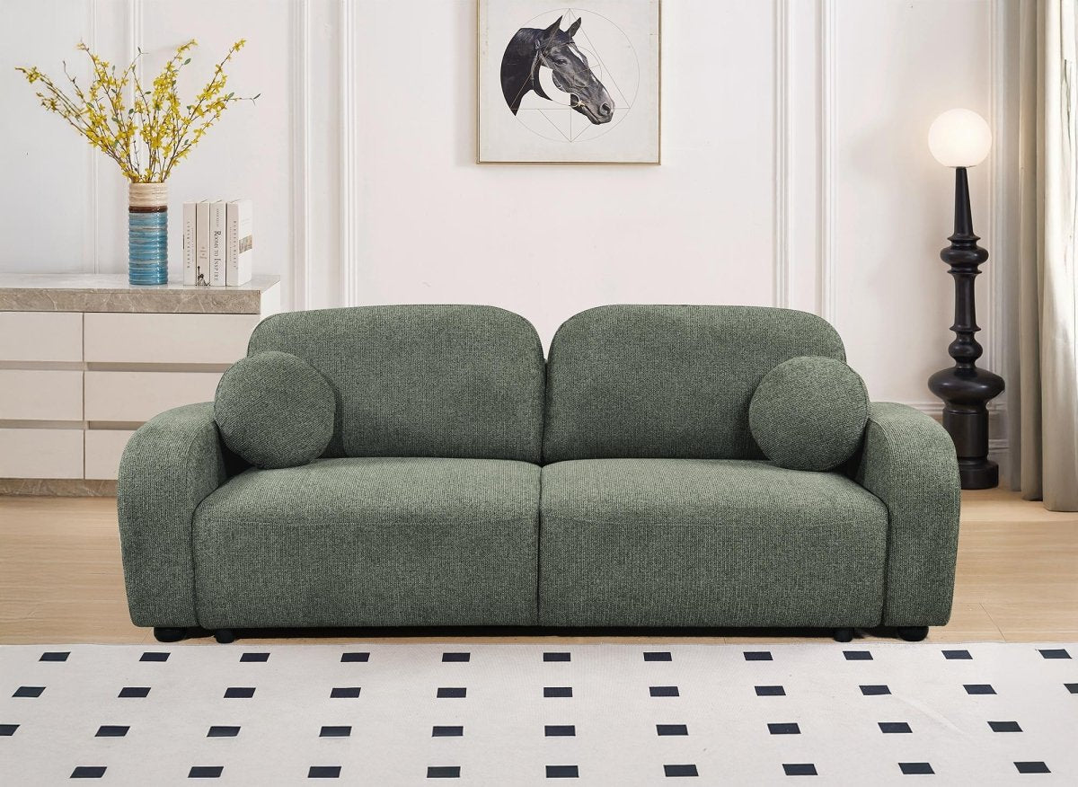 Canapé convertible 3 places en tissu texturé vert MAYORA