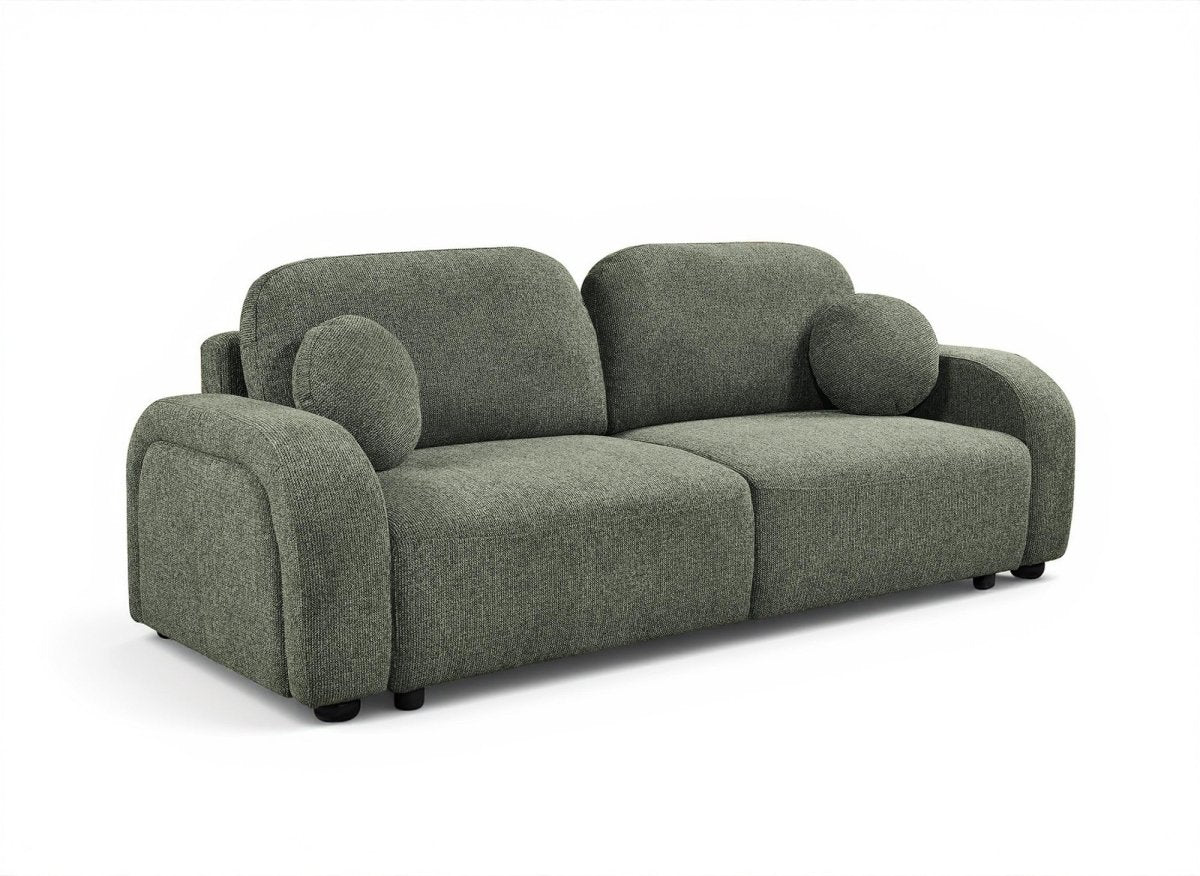 Canapé convertible 3 places en tissu texturé vert MAYORA