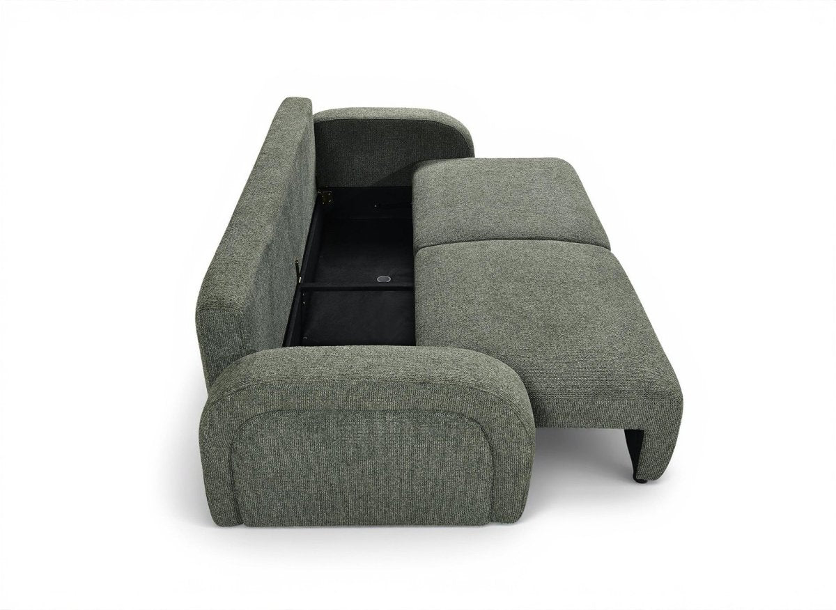 Canapé convertible 3 places en tissu texturé vert MAYORA