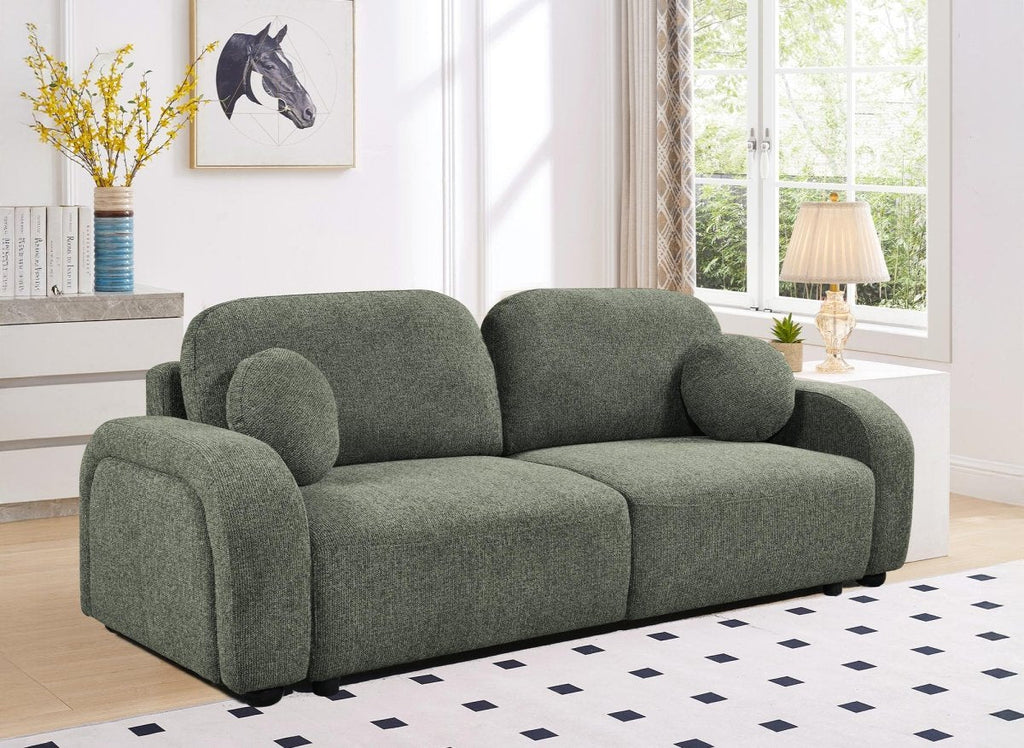 Canapé convertible 3 places en tissu texturé vert MAYORA