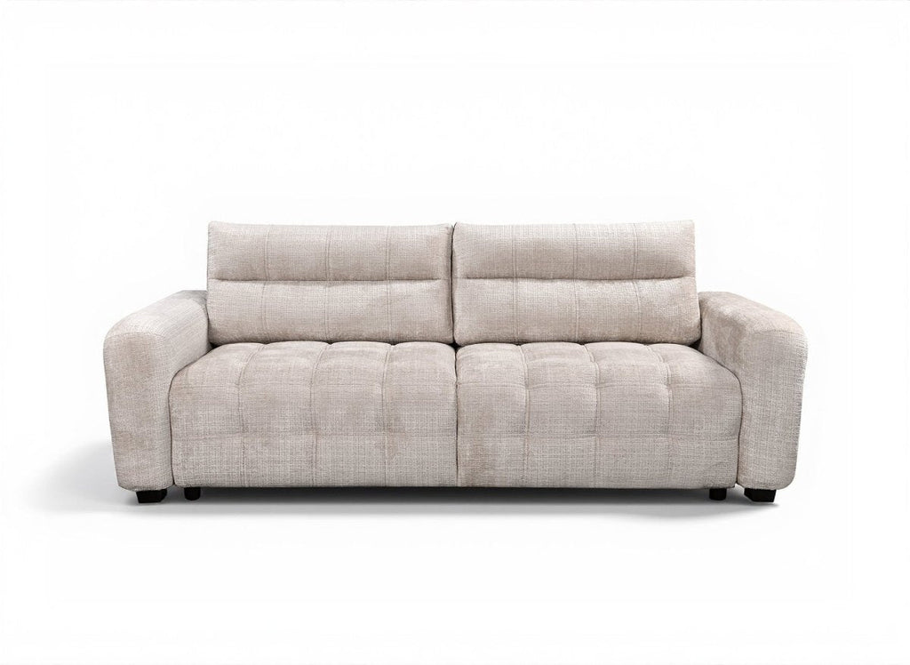 Canapé convertible avec coffre 3 places en velours chiné beige RALYA
