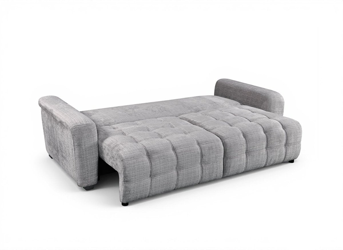 Canapé convertible avec coffre 3 places en velours chiné gris RALYA
