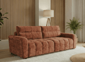 Canapé convertible avec coffre 3 places en velours chiné terracotta RALYA