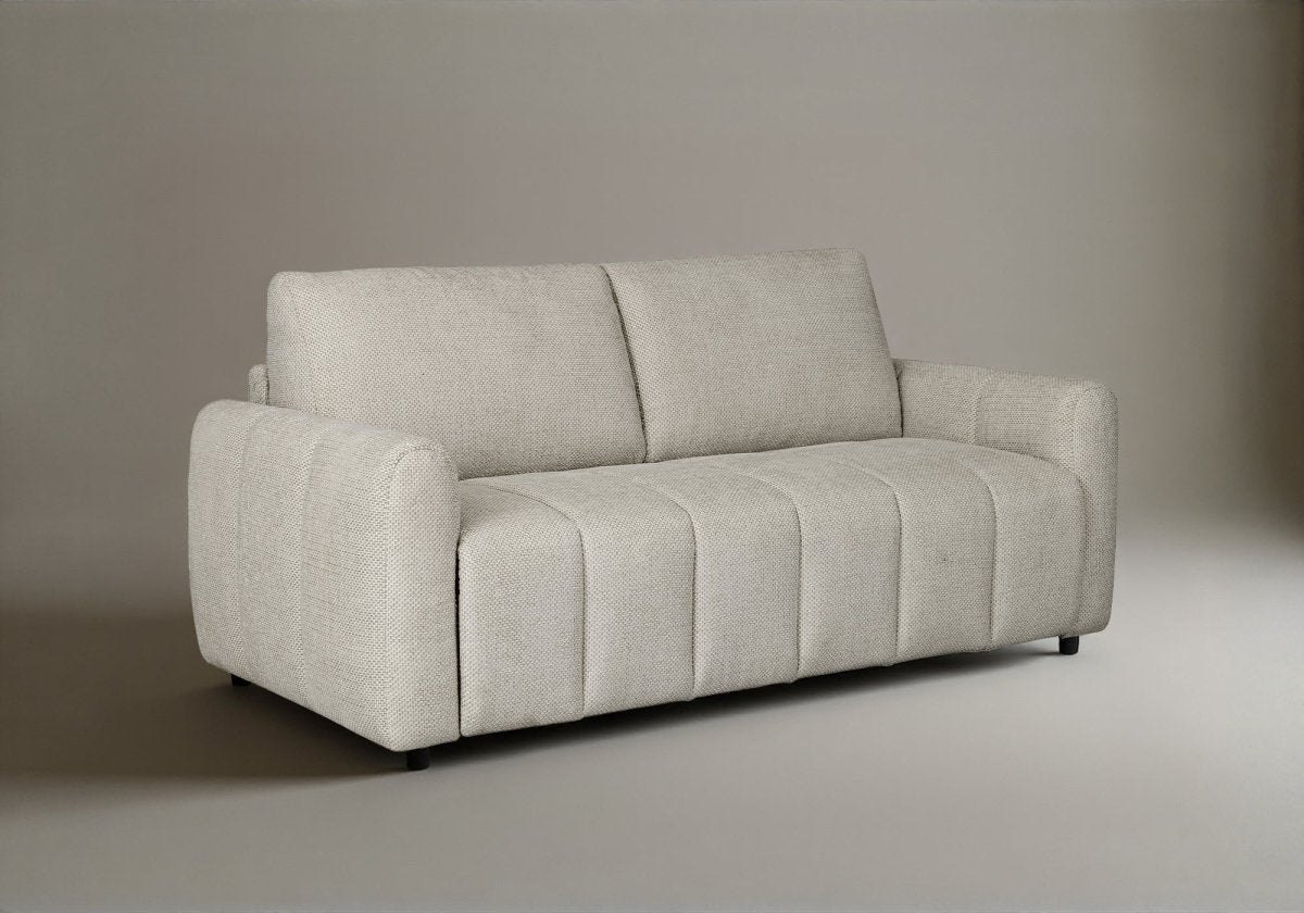 Canapé convertible express 3 places en tissu beige ISANDRO