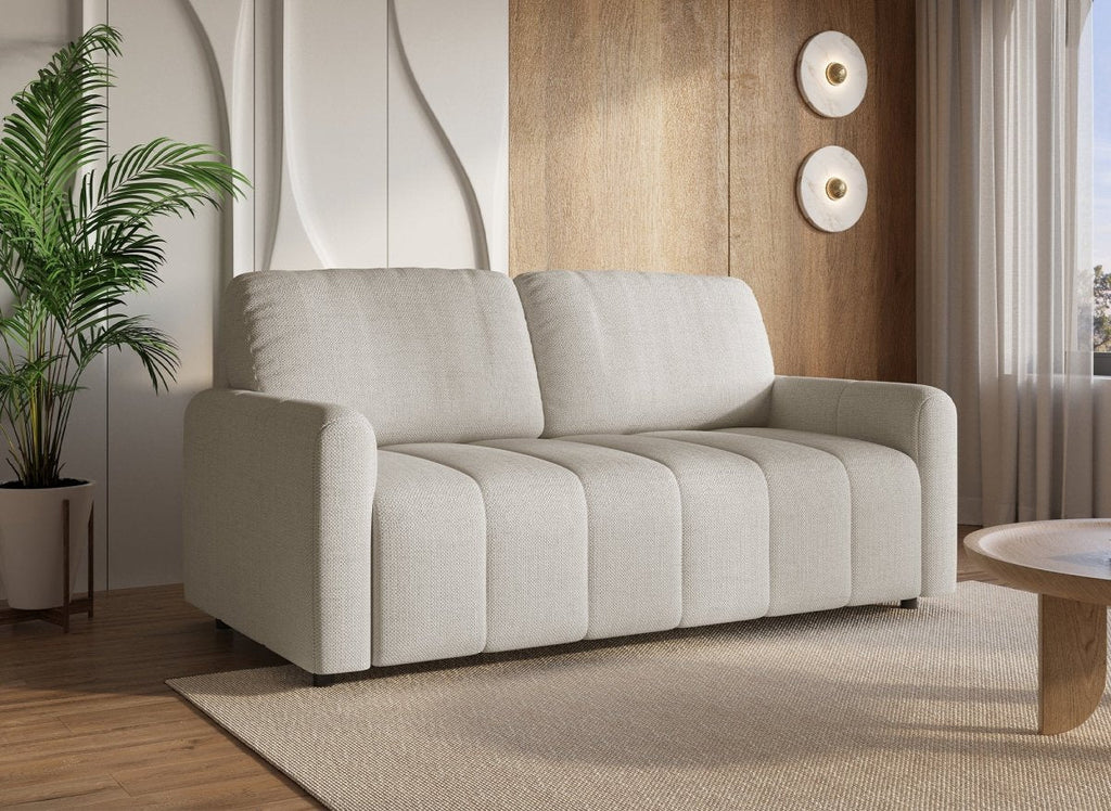 Canapé convertible express 3 places en tissu beige ISANDRO