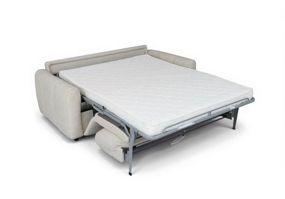 Canapé convertible express 3 places en tissu beige ISANDRO