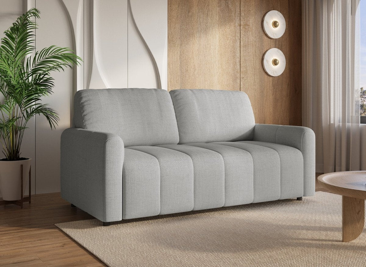 Canapé convertible express 3 places en tissu gris ISANDRO