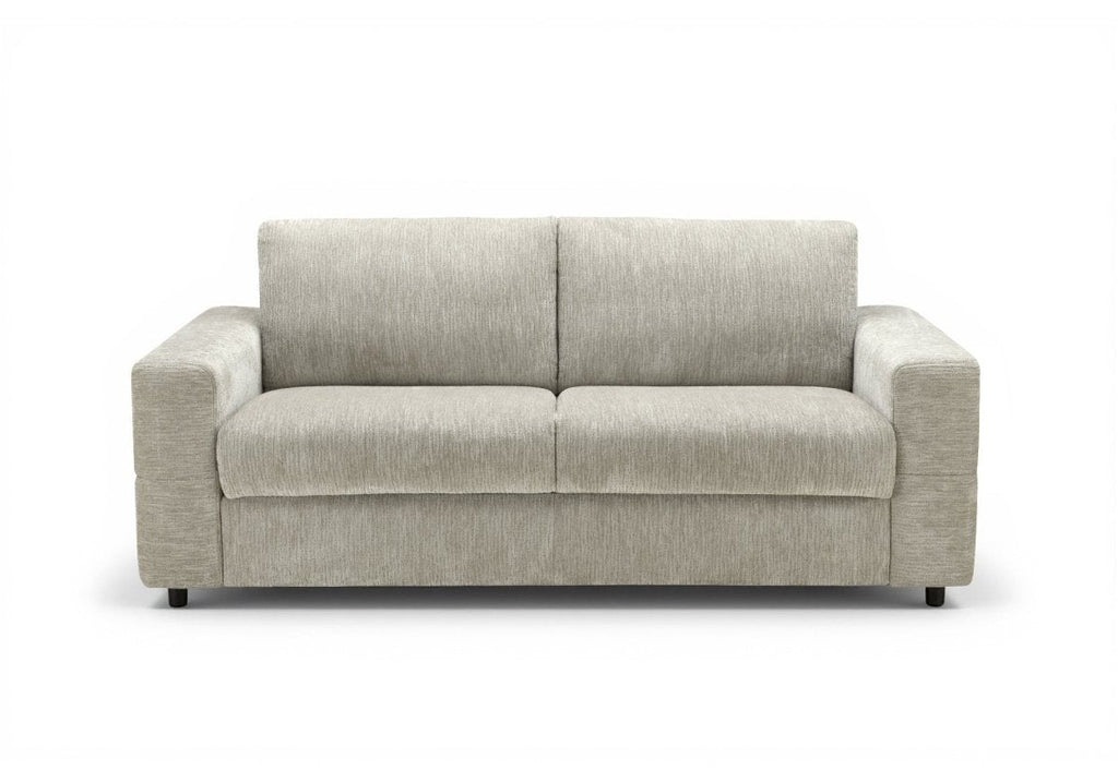 Canapé convertible express 3 places en velours chiné beige AMAURY