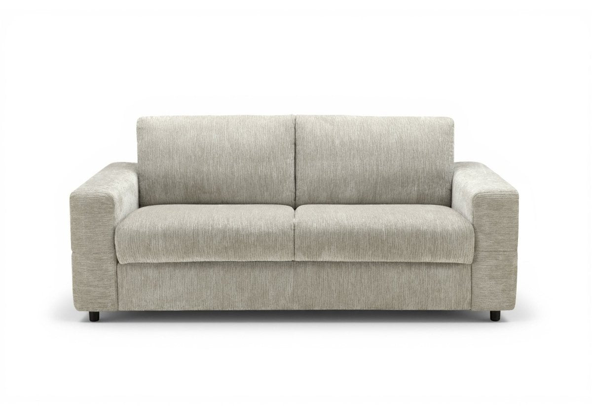 Canapé convertible express 3 places en velours chiné beige AMAURY
