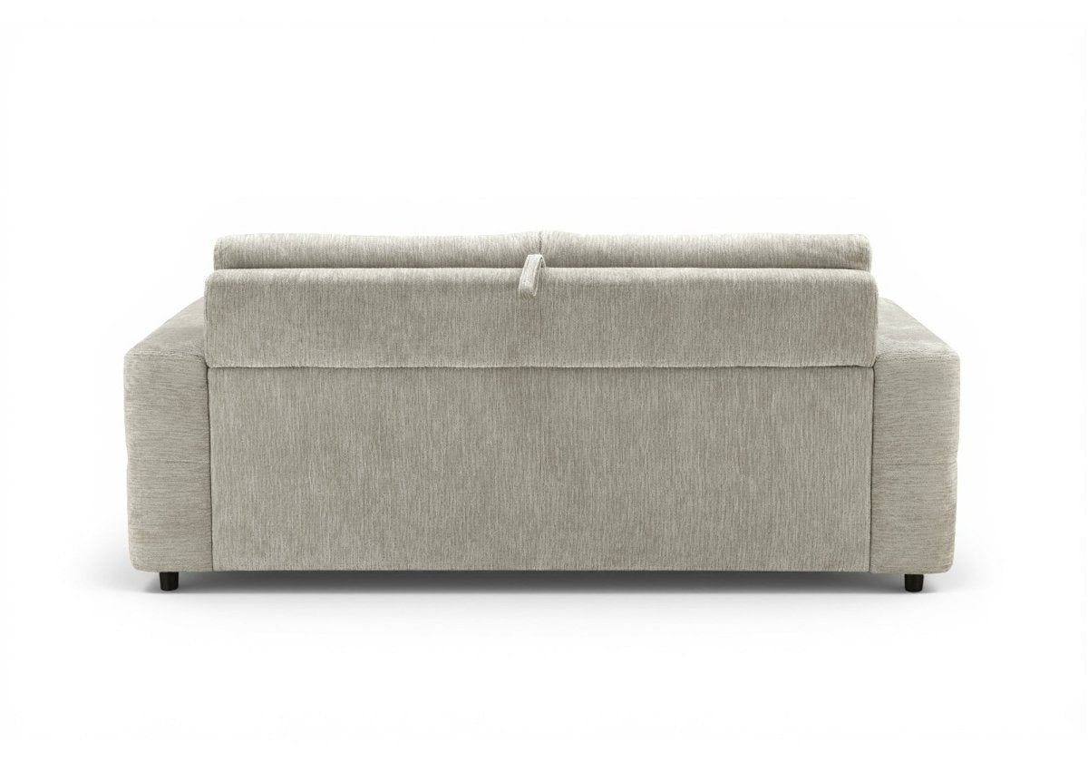 Canapé convertible express 3 places en velours chiné beige AMAURY
